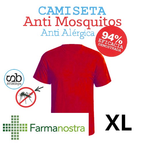 Camiseta antimosquitos stingbye camiseta manga corta  | talla xl | color rojo